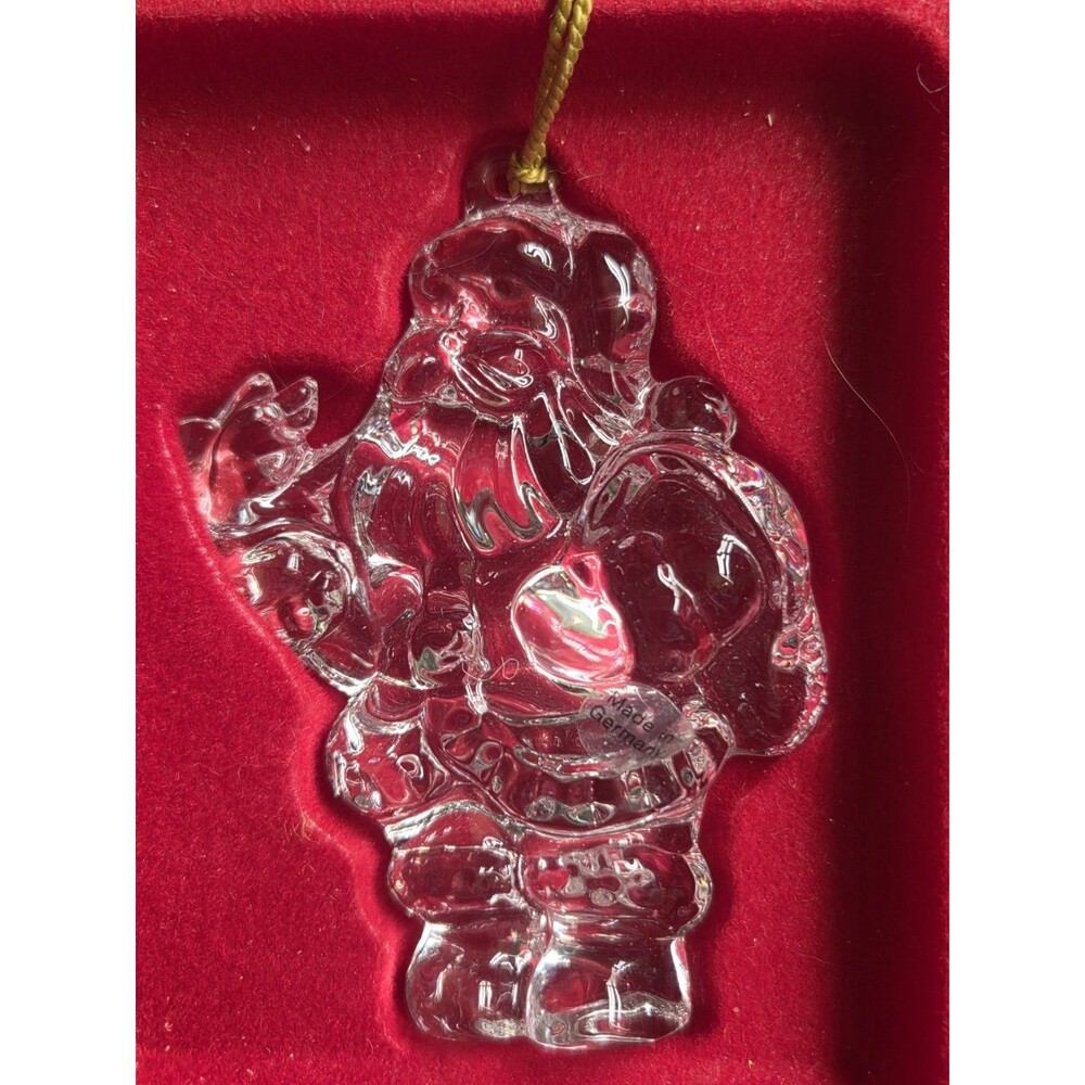 Christmas Ornament Gorham Santa Claus W Dove Full Lead Crystal In Box Germany